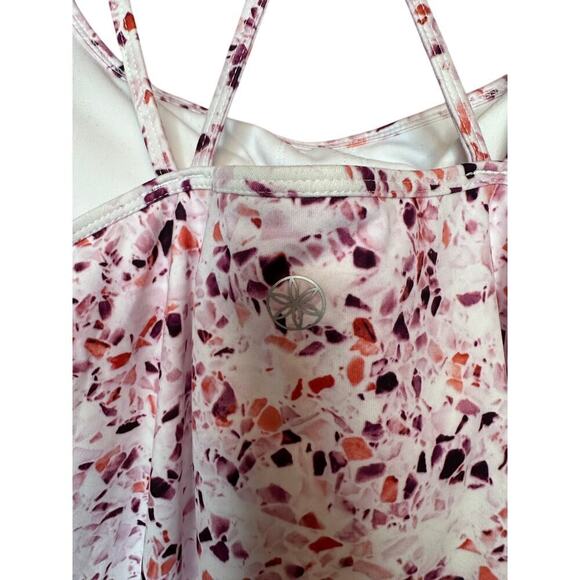 Gaiam Strappy Work Out Tank Athleisure Built-in Bra Size XXL Pink Geo Pattern - Picture 6 of 6